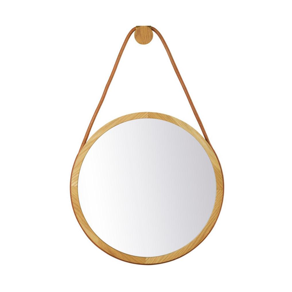 FDB Møbler I3 Mossø wall mirror Oak nature lacquered Ø40 cm