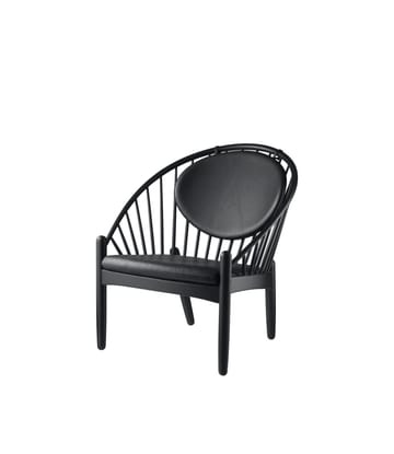 J166 Jørna chair - Oak black painted-black leather - FDB Møbler