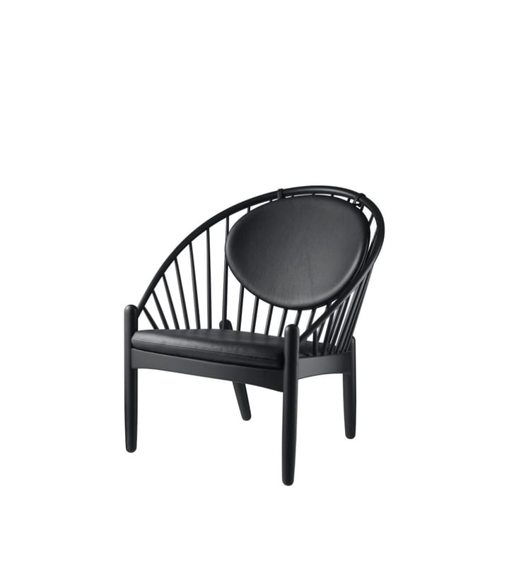 J166 Jørna chair, Oak black painted-black leather FDB Møbler