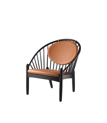 J166 Jørna chair - Oak black painted-cognac leather - FDB Møbler