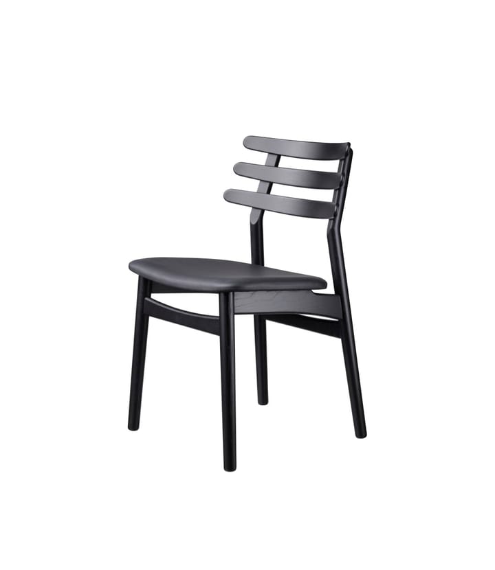 J48 chair, Oak black painted-black leather FDB Møbler