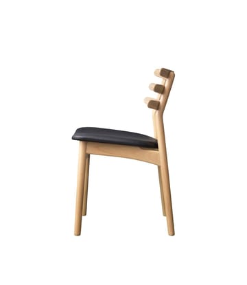 J48 chair - Oak nature lacquered-black leather - FDB Møbler