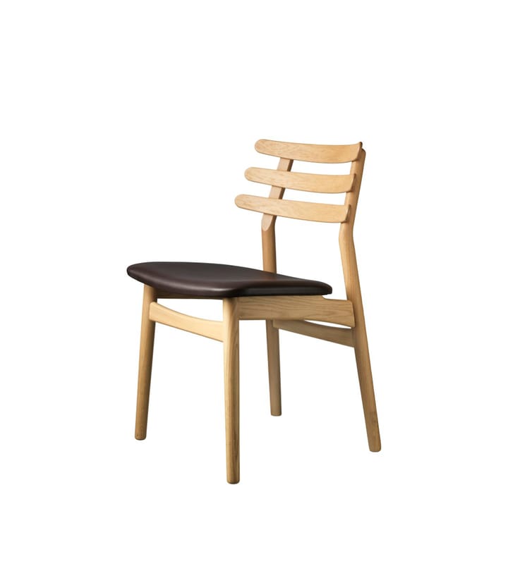 J48 chair - Oak nature lacquered-dark brown leather - FDB Møbler