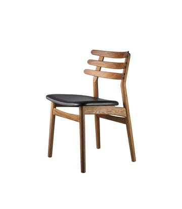 J48 chair - Smoked oak nature lacquered-black leather - FDB Møbler