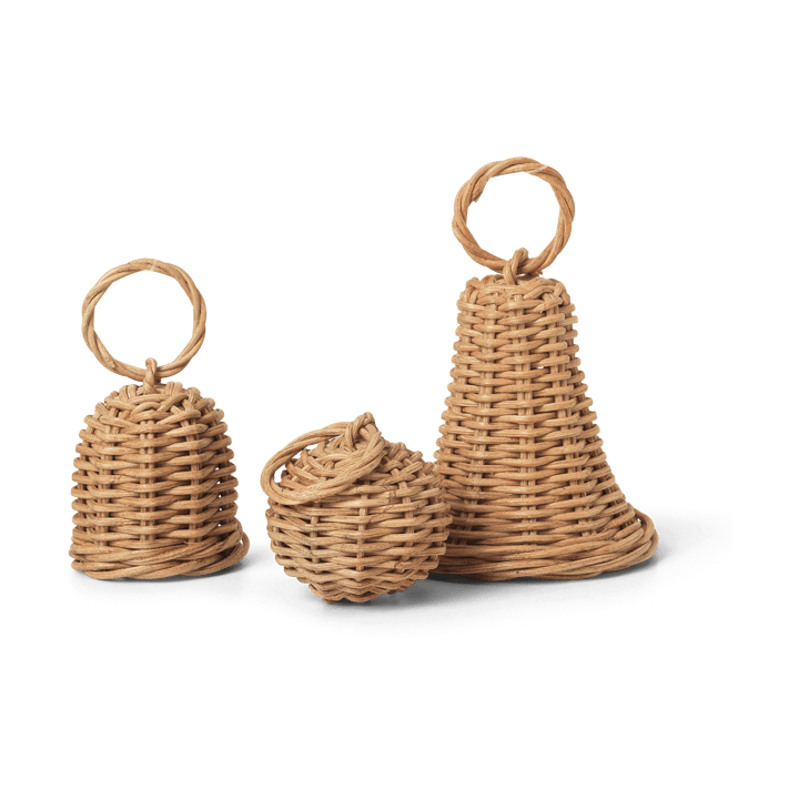 Braided Bell Baubles hanging Christmas decoration 3-pack - Natural - Ferm LIVING