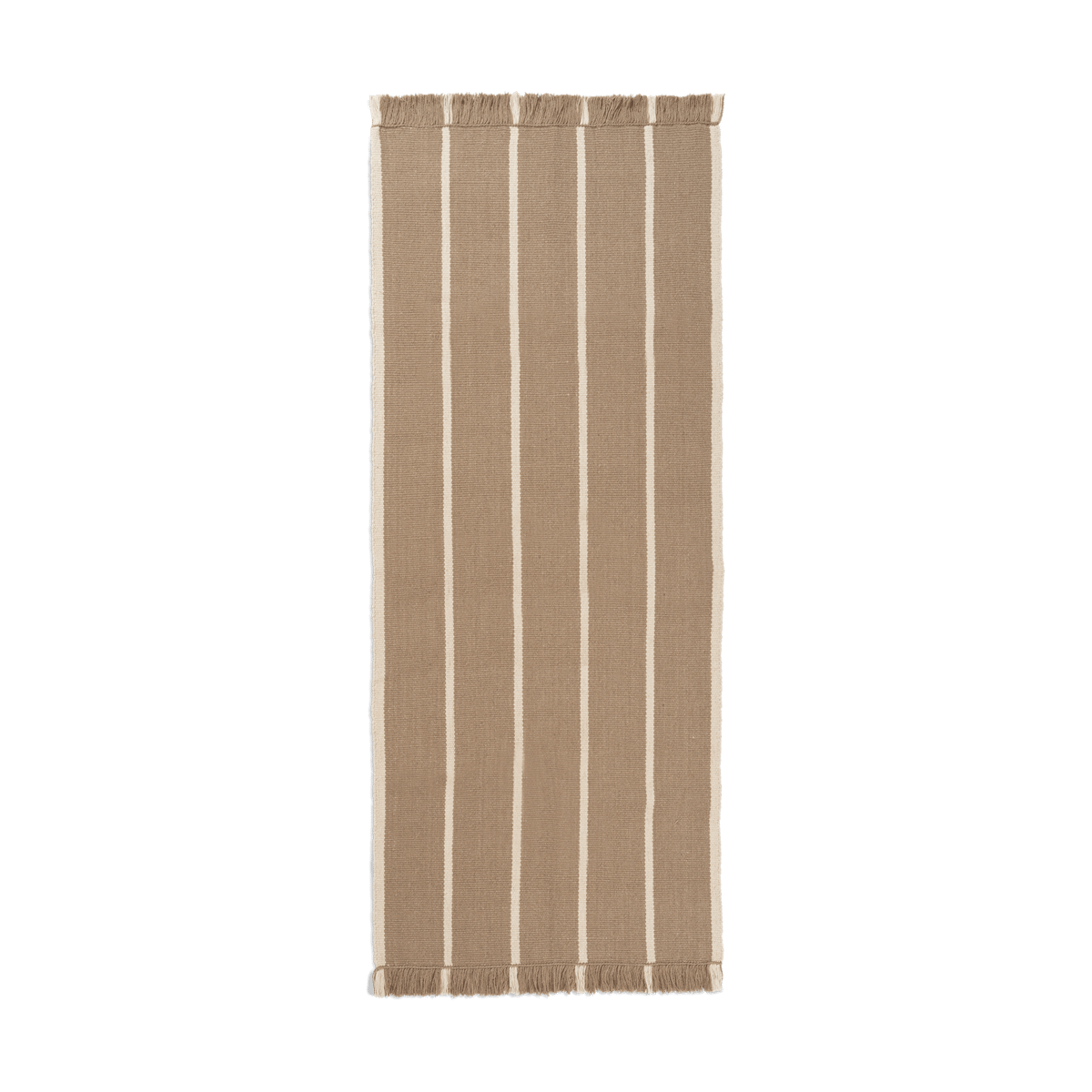 ferm LIVING Calm kelim walking mat Dark Sand, Off-white, 80x200 cm