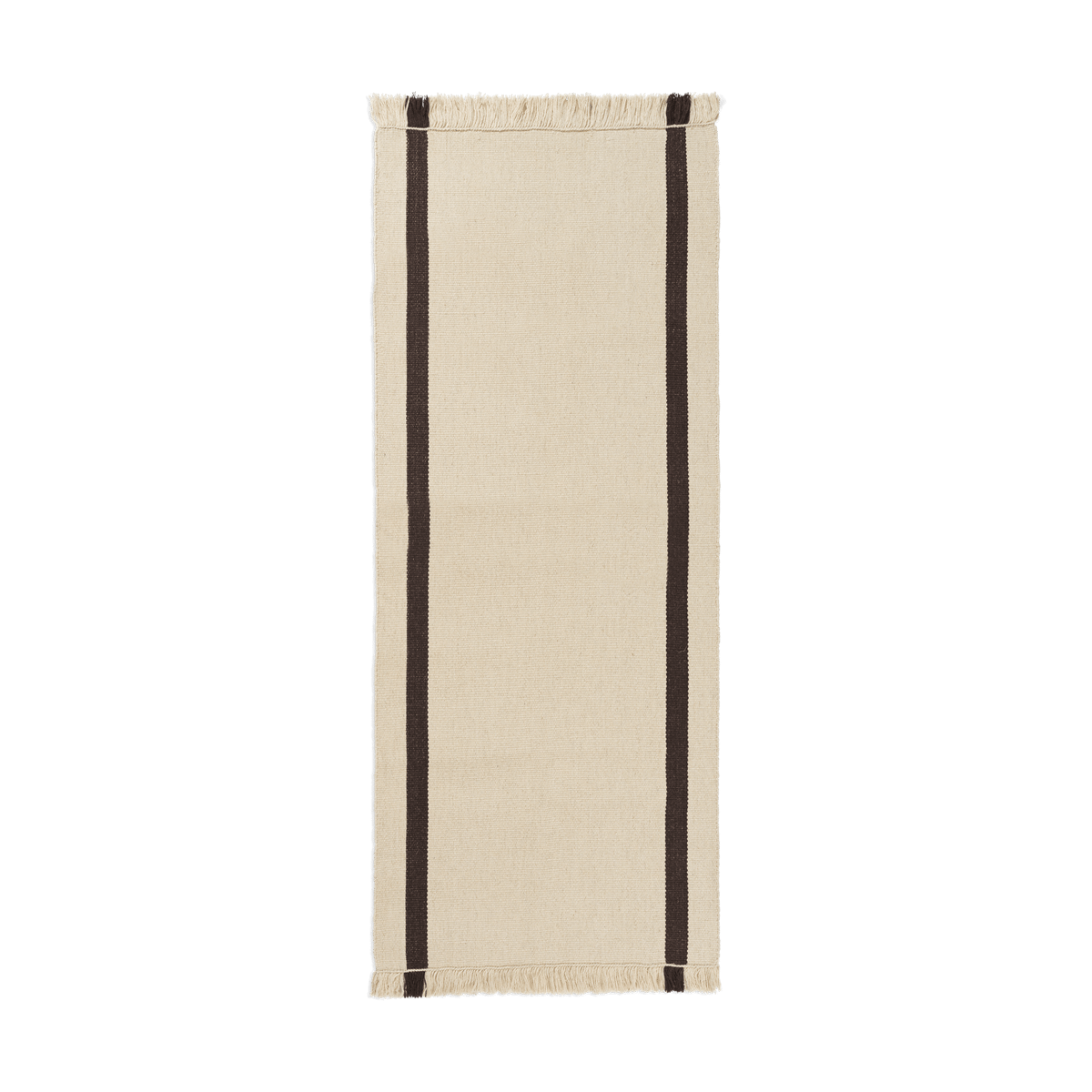 ferm LIVING Calm kelim walking mat Off-white, Coffee, 80x200 cm