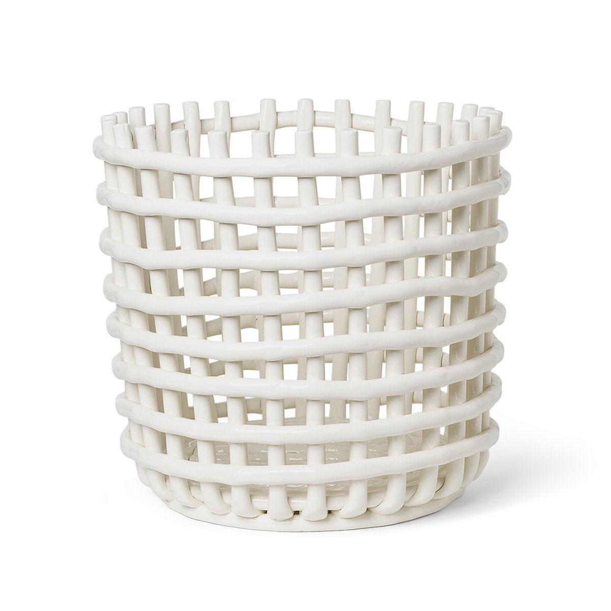 ferm LIVING Ceramic plaited basket Ø35 cm Off white