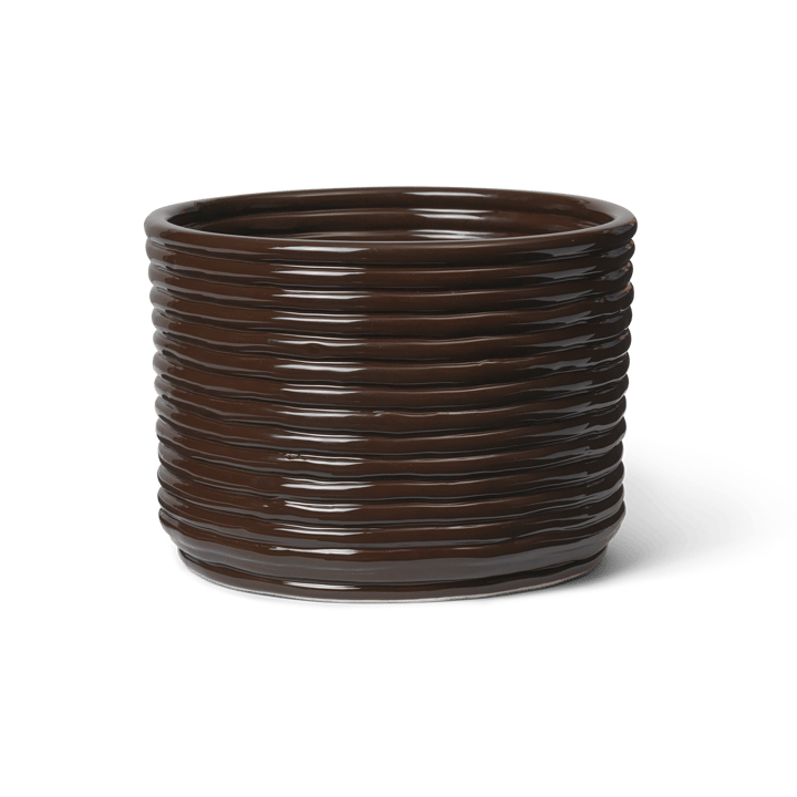 Corduroy flower pot Ø20x15 cm - Carob Brown - Ferm LIVING