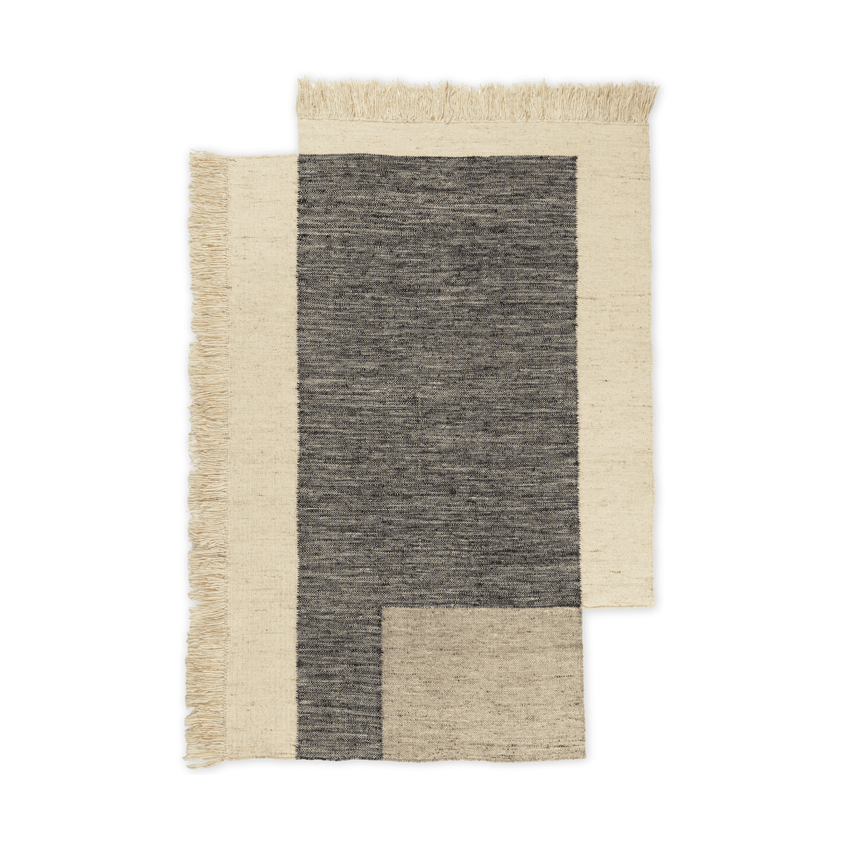 ferm LIVING Counter wool rug Charcoal-Off-white, 140x200 cm