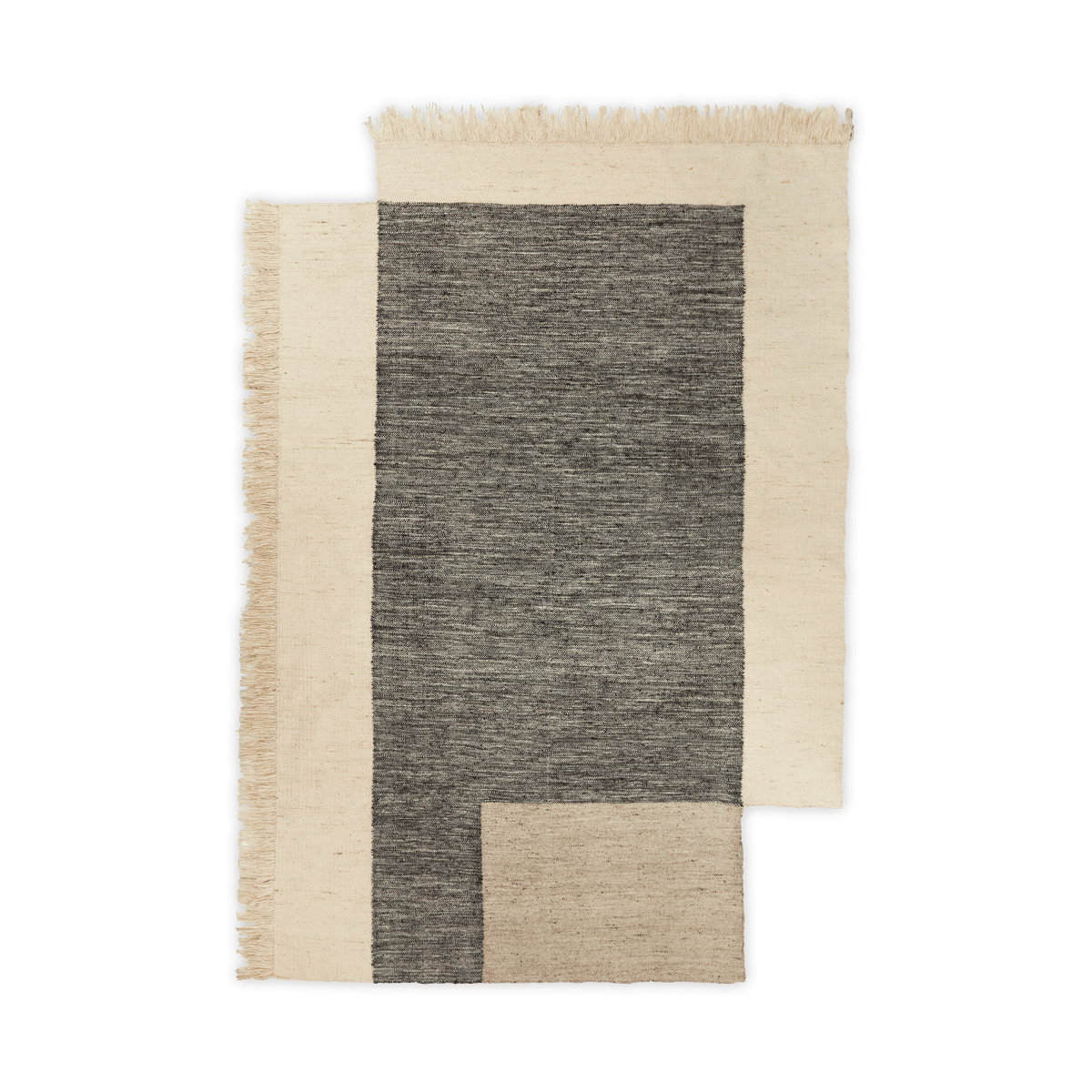 ferm LIVING Counter wool rug Charcoal-Off-white, 200x300 cm