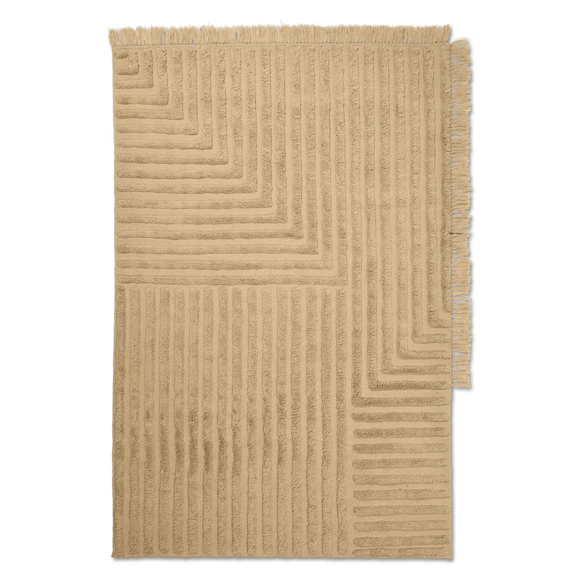 ferm LIVING Crease wool carpet 140x200 cm Light Sand