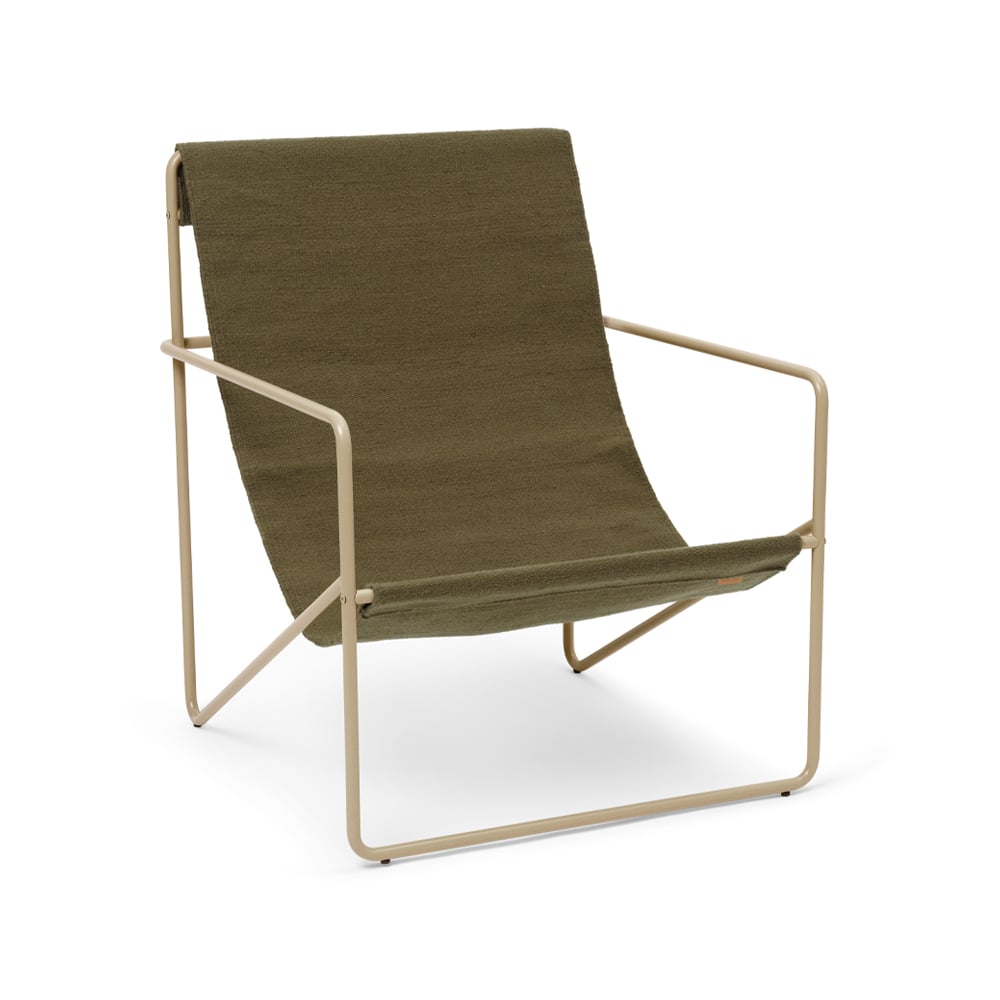 ferm LIVING Desert lounge chair Olive, cashemere frame