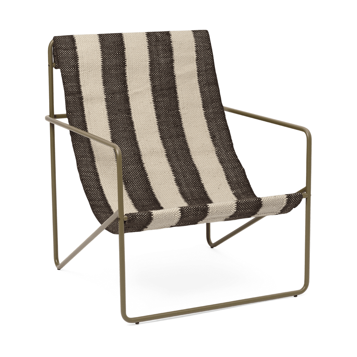 ferm LIVING Desert lounge chair Olive, off-white, chocolate