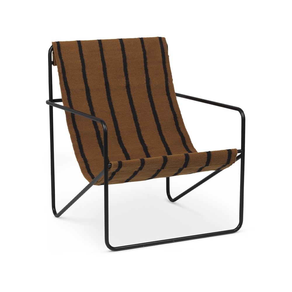 ferm LIVING Desert lounge chair Stripe, black frame