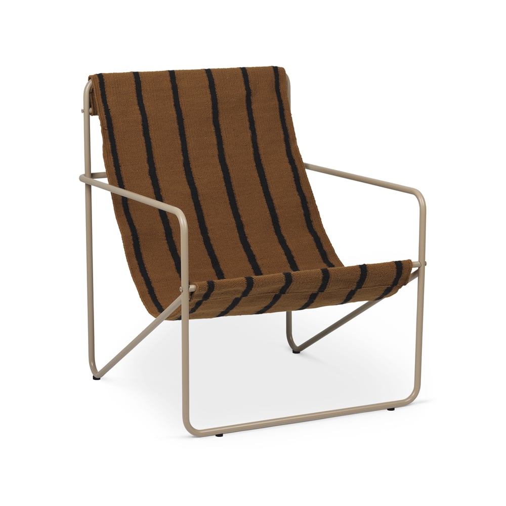 ferm LIVING Desert lounge chair Stripe, cashemere frame