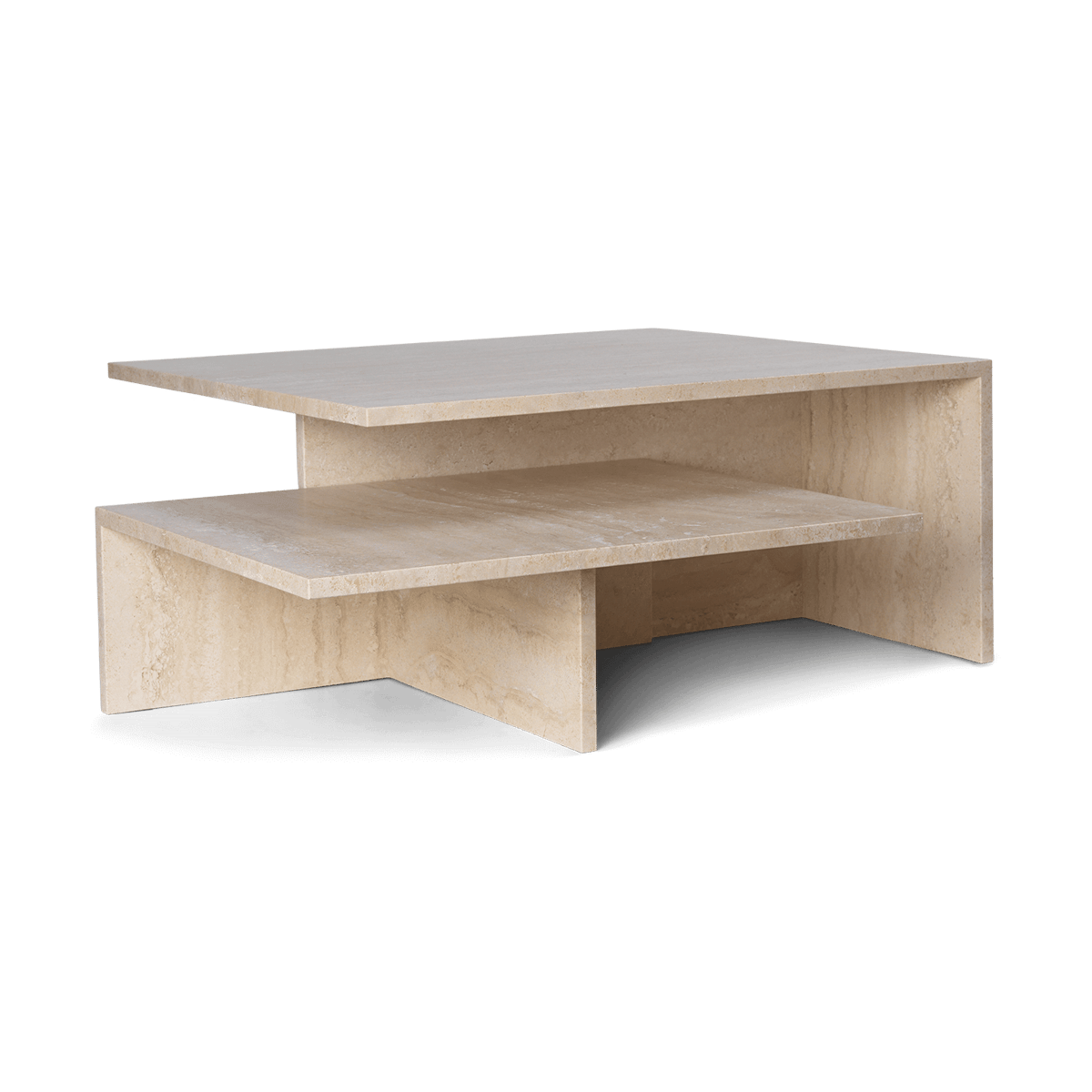 ferm LIVING Distinct Grande Duo coffee table 133x70x35 cm Travertine