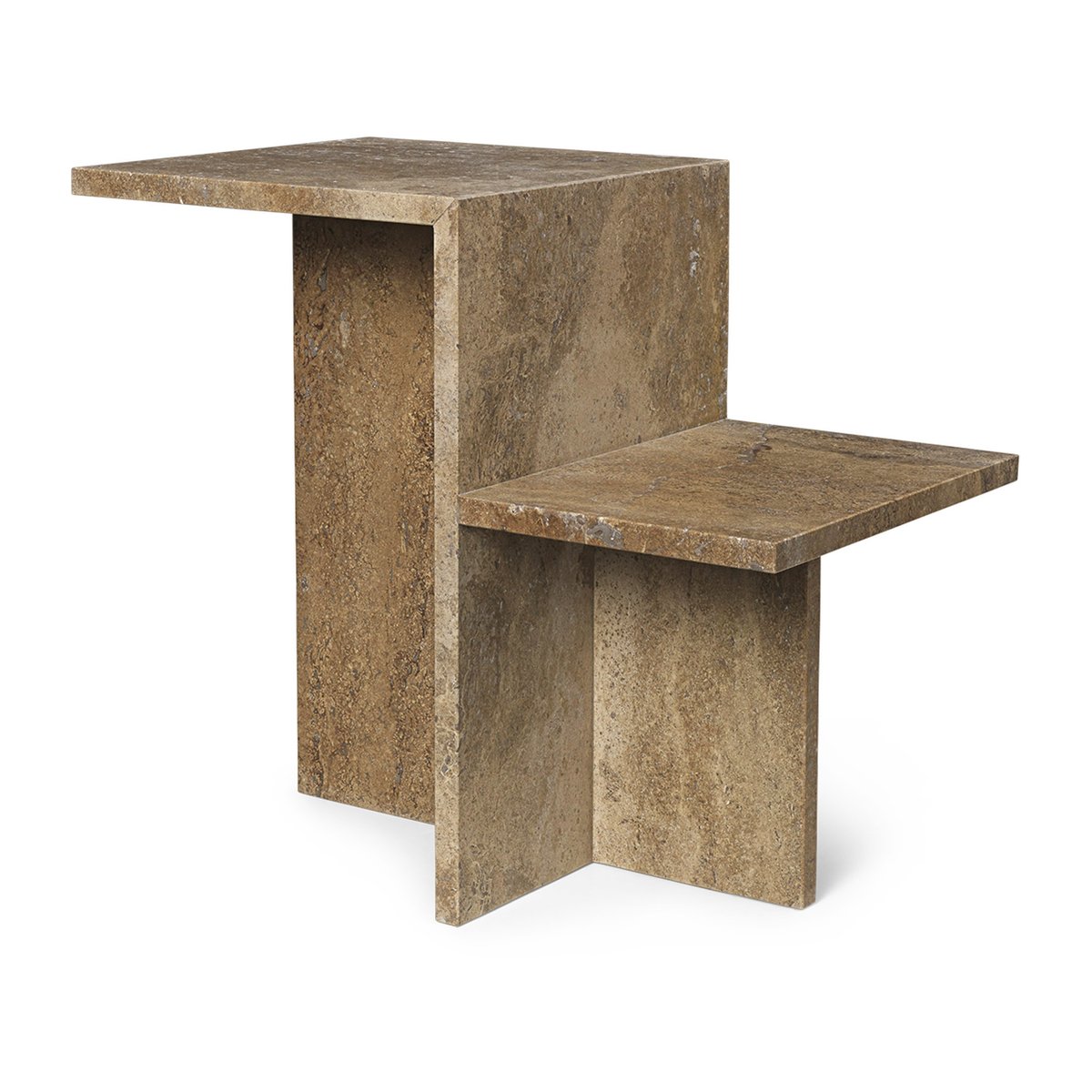 ferm LIVING Distinct side table 59,5x35x50 cm Dark Brown Travertine