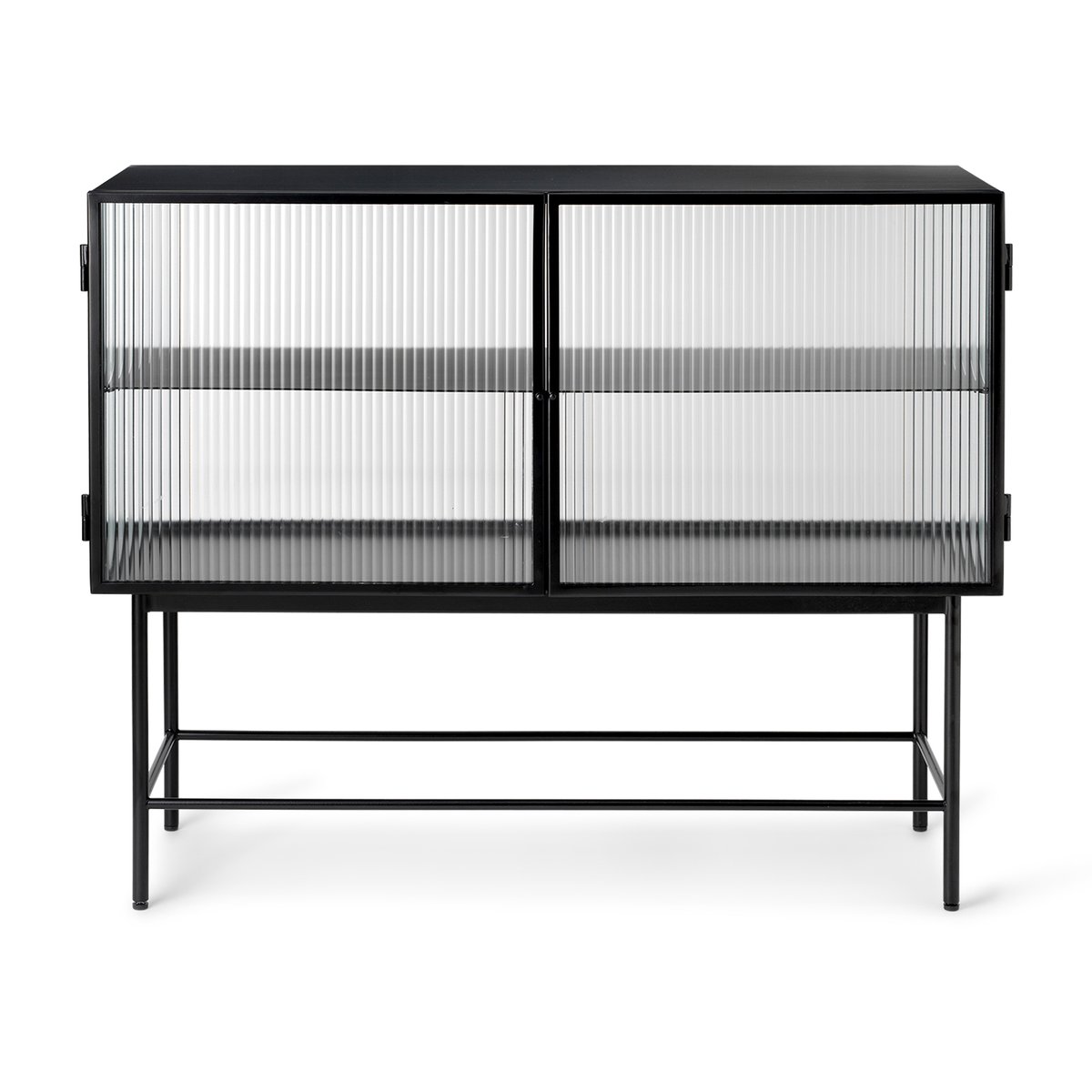 ferm LIVING Haze sideboard Black-wavy glass