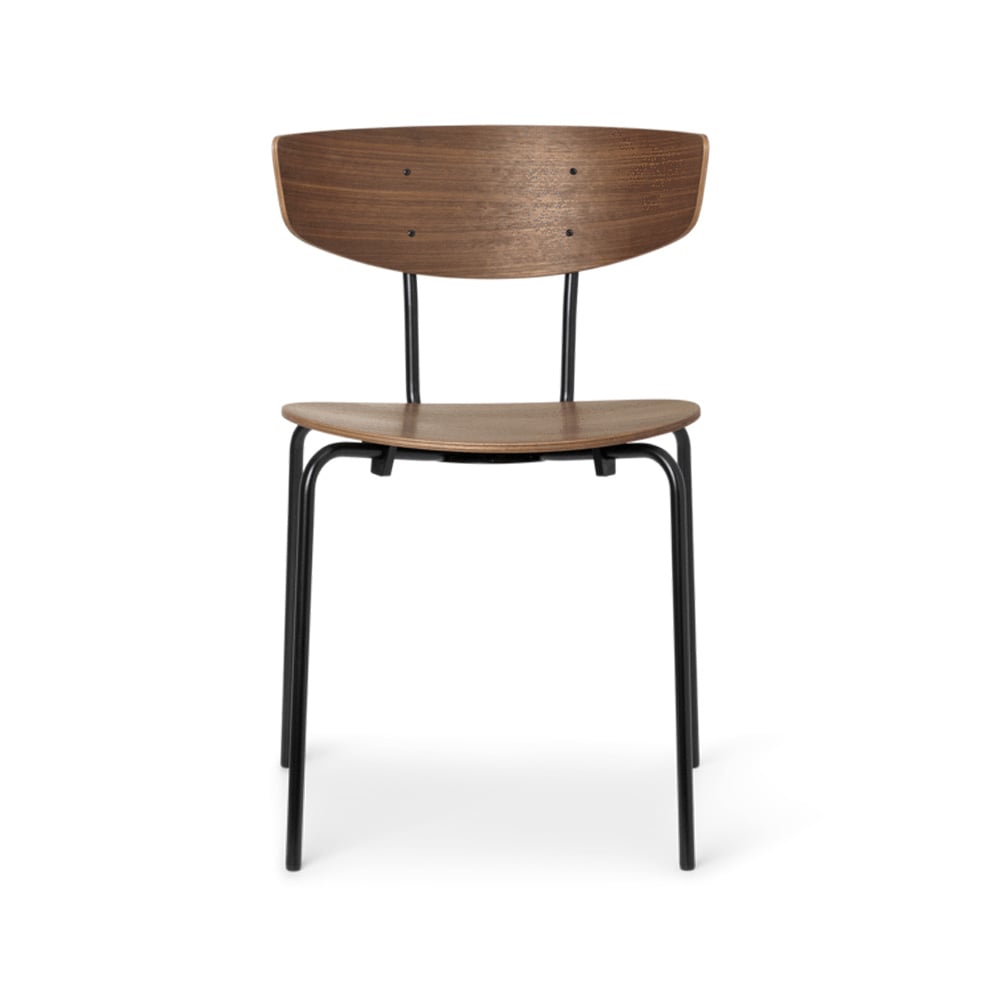 ferm LIVING Herman Stool Walnut, black steel stand