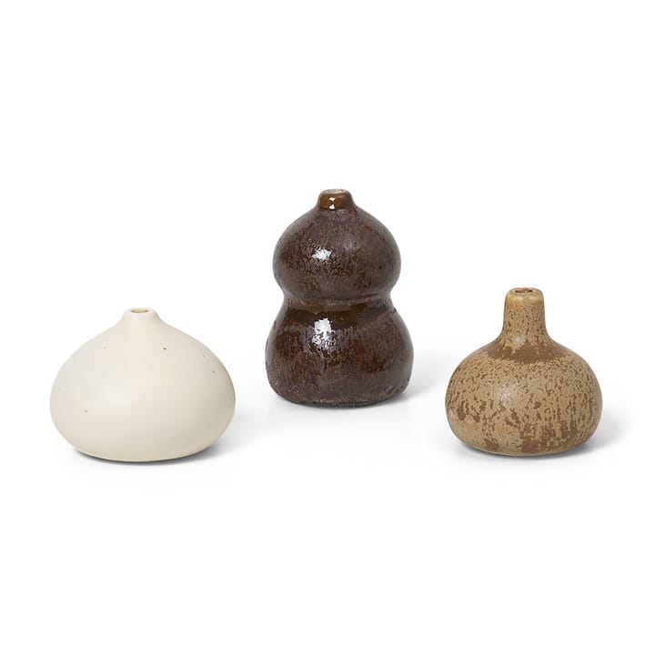 Komo vasee mini set of 3 - Brown-white - Ferm Living