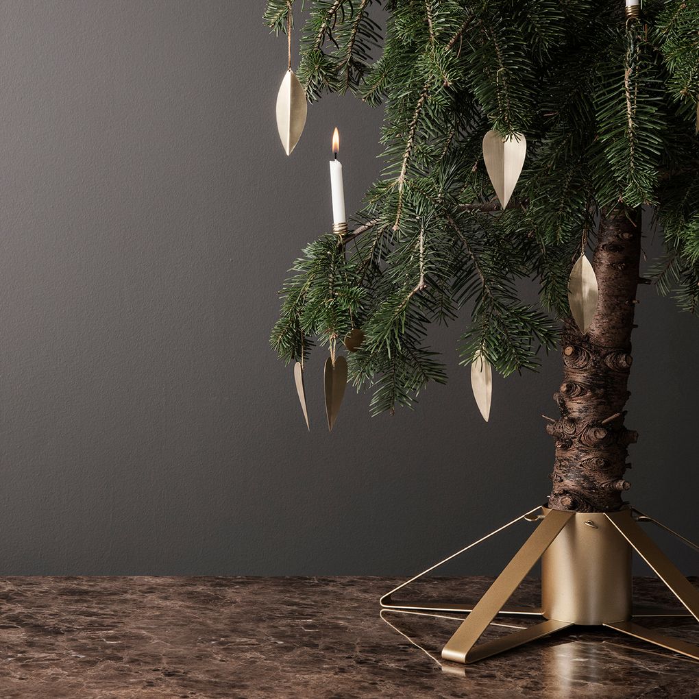 Leaf brass Christmas tree ornaments from Ferm Living