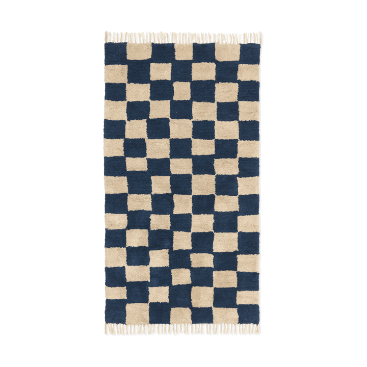 Mara cotton rug 80x150 cm - Deep Blue-Warm Sand - Ferm LIVING