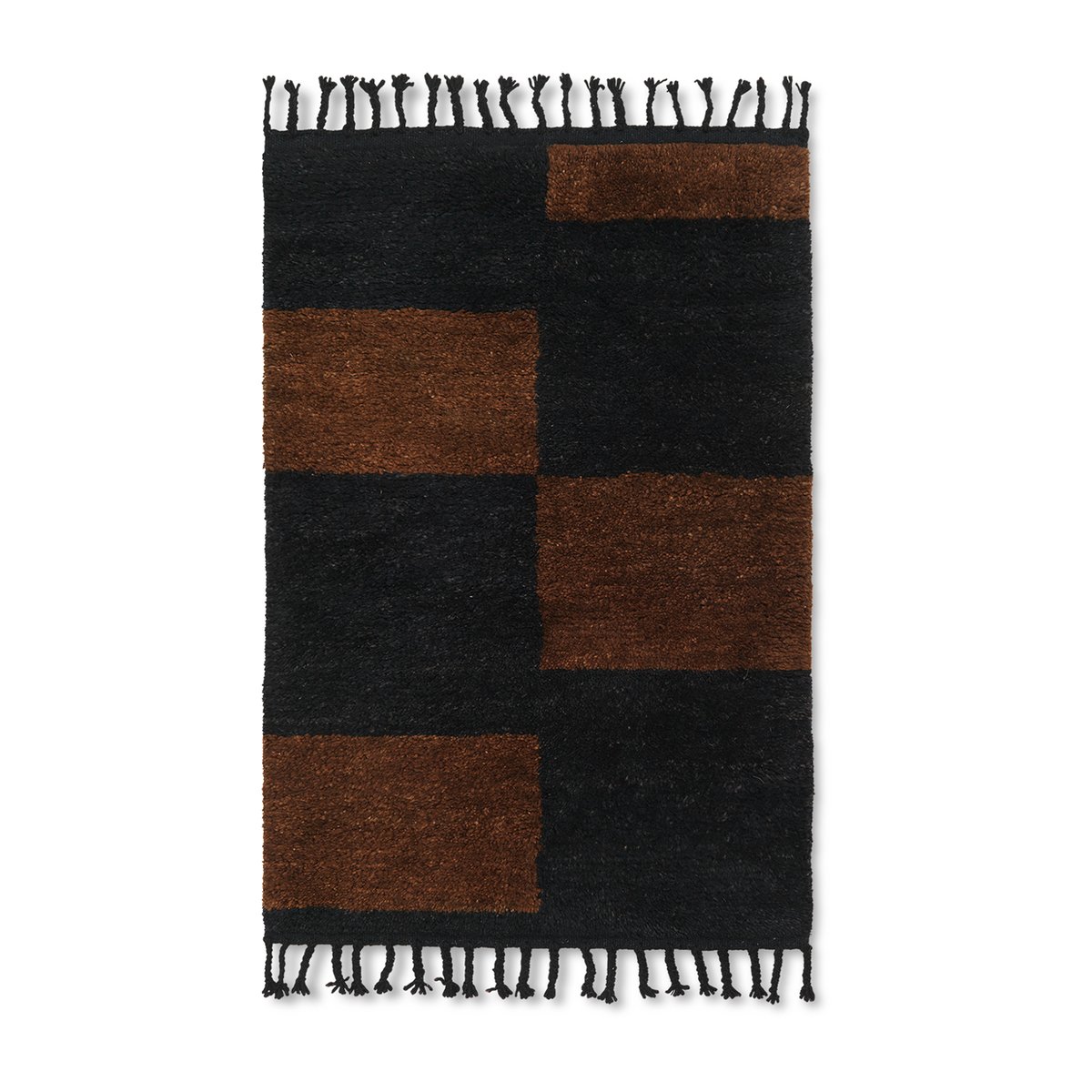 ferm LIVING Mara hand knotted rug  80x120 cm Black-chocolate