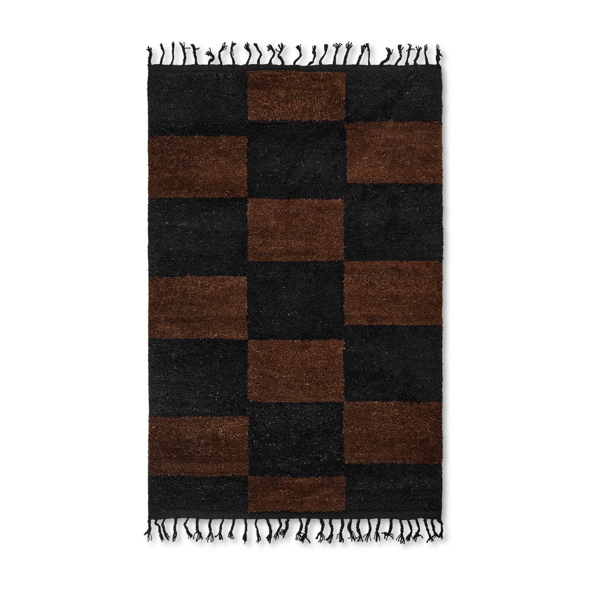 ferm LIVING Mara handknotted rug  120x180 cm Black-chocolate