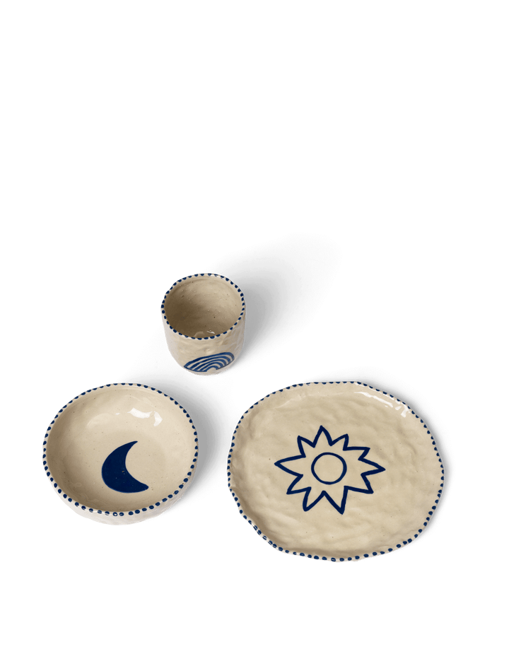 Naive children's dinnerware set 3 pieces - Deep blue - ferm LIVING