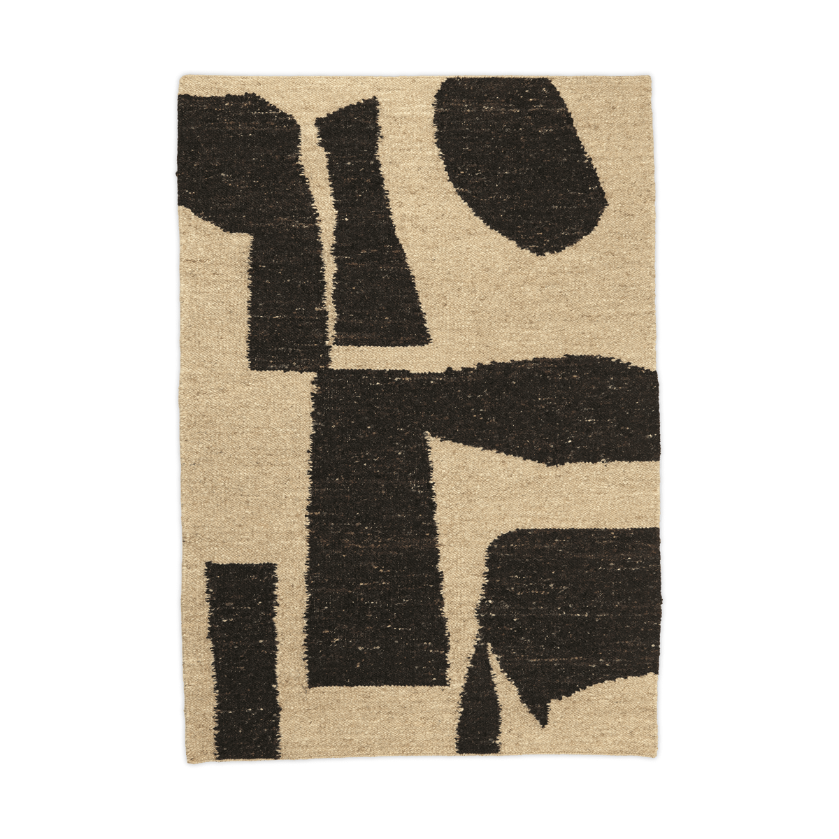 ferm LIVING Piece wool rug Off-white-Coffee, 140x200 cm