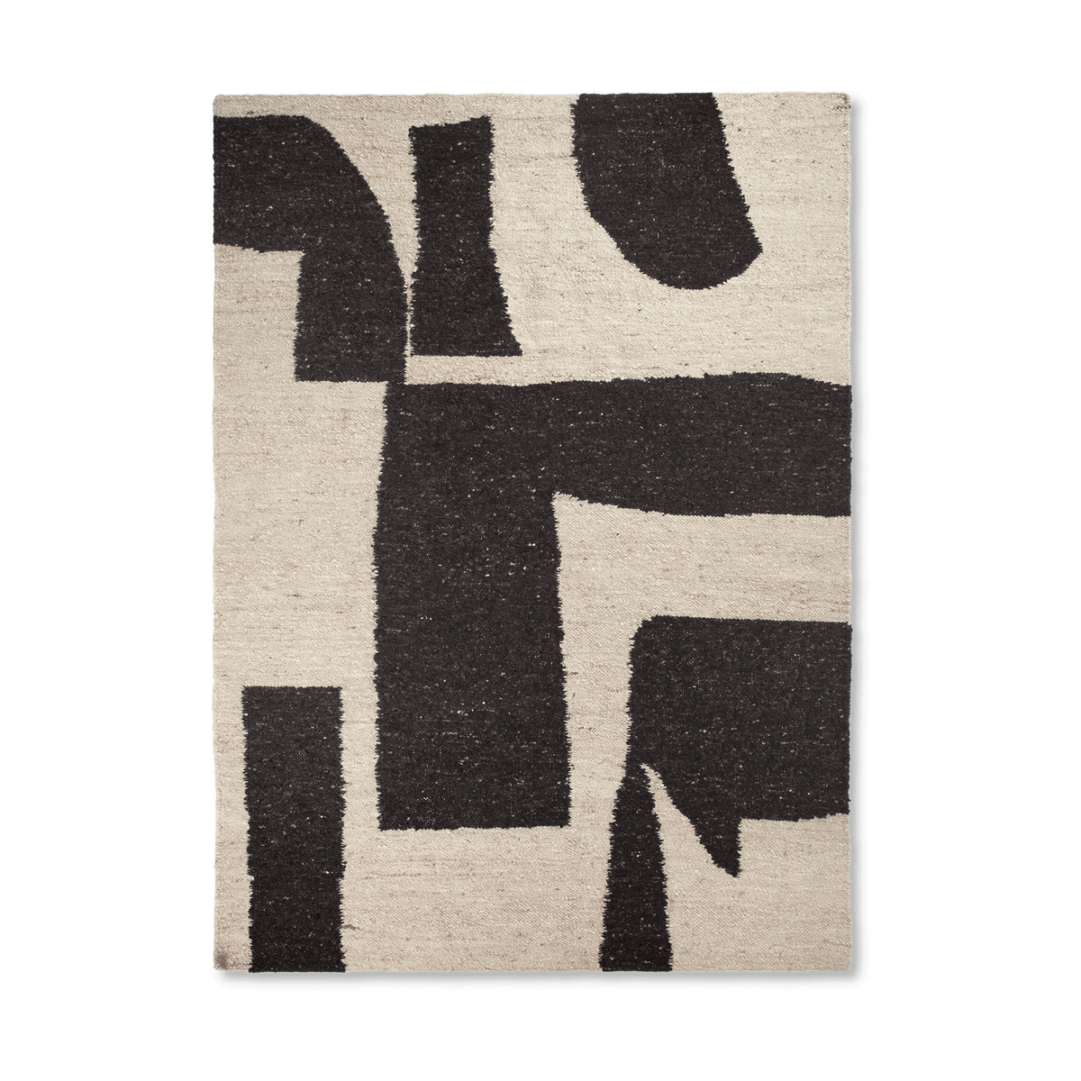 ferm LIVING Piece wool rug Off-white-Coffee, 200x300 cm