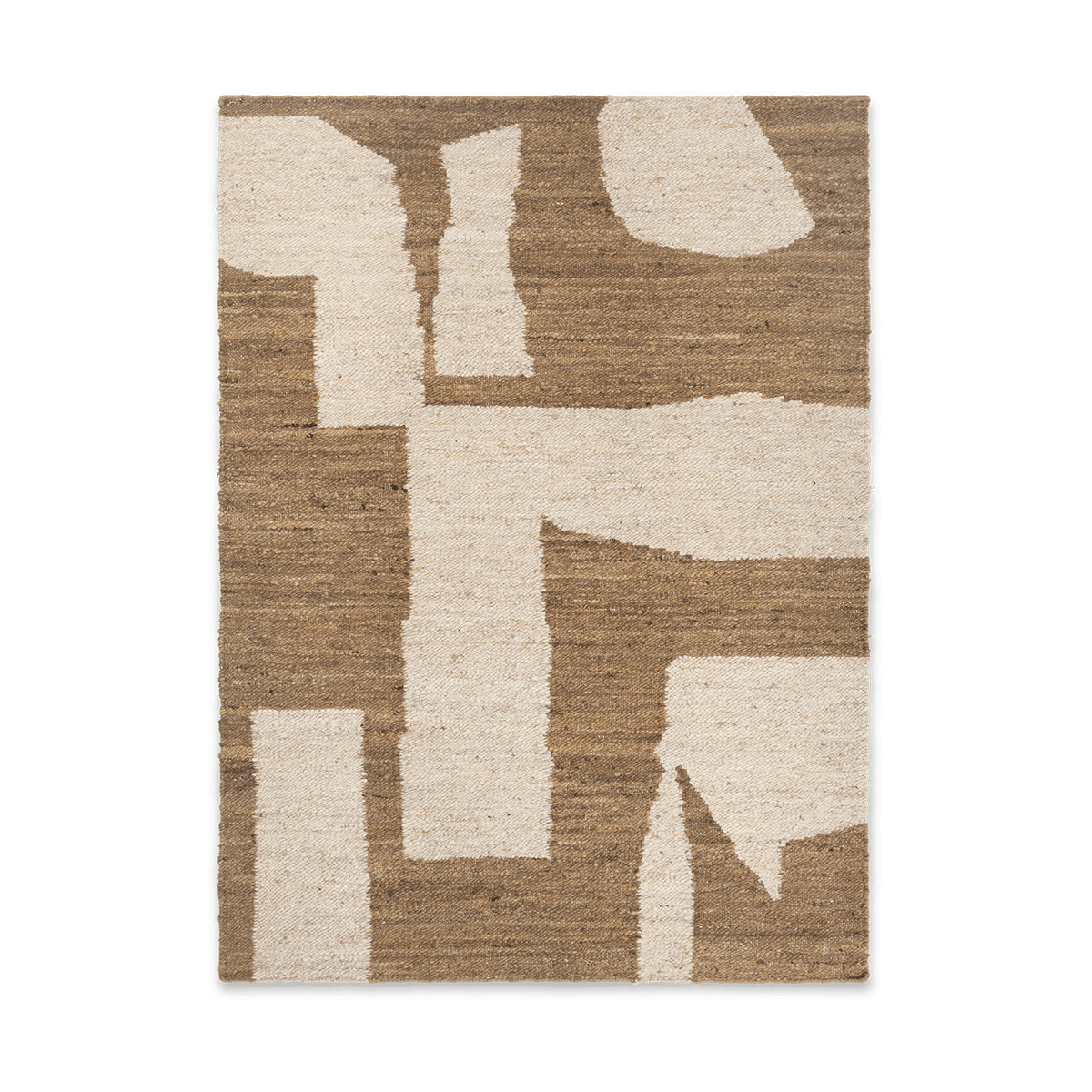 ferm LIVING Piece wool rug Off-white-Toffee, 140x200 cm