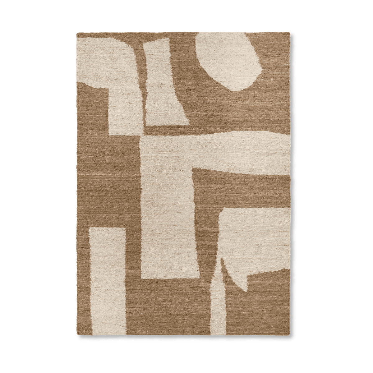 ferm LIVING Piece wool rug Off-white-Toffee, 200x300 cm