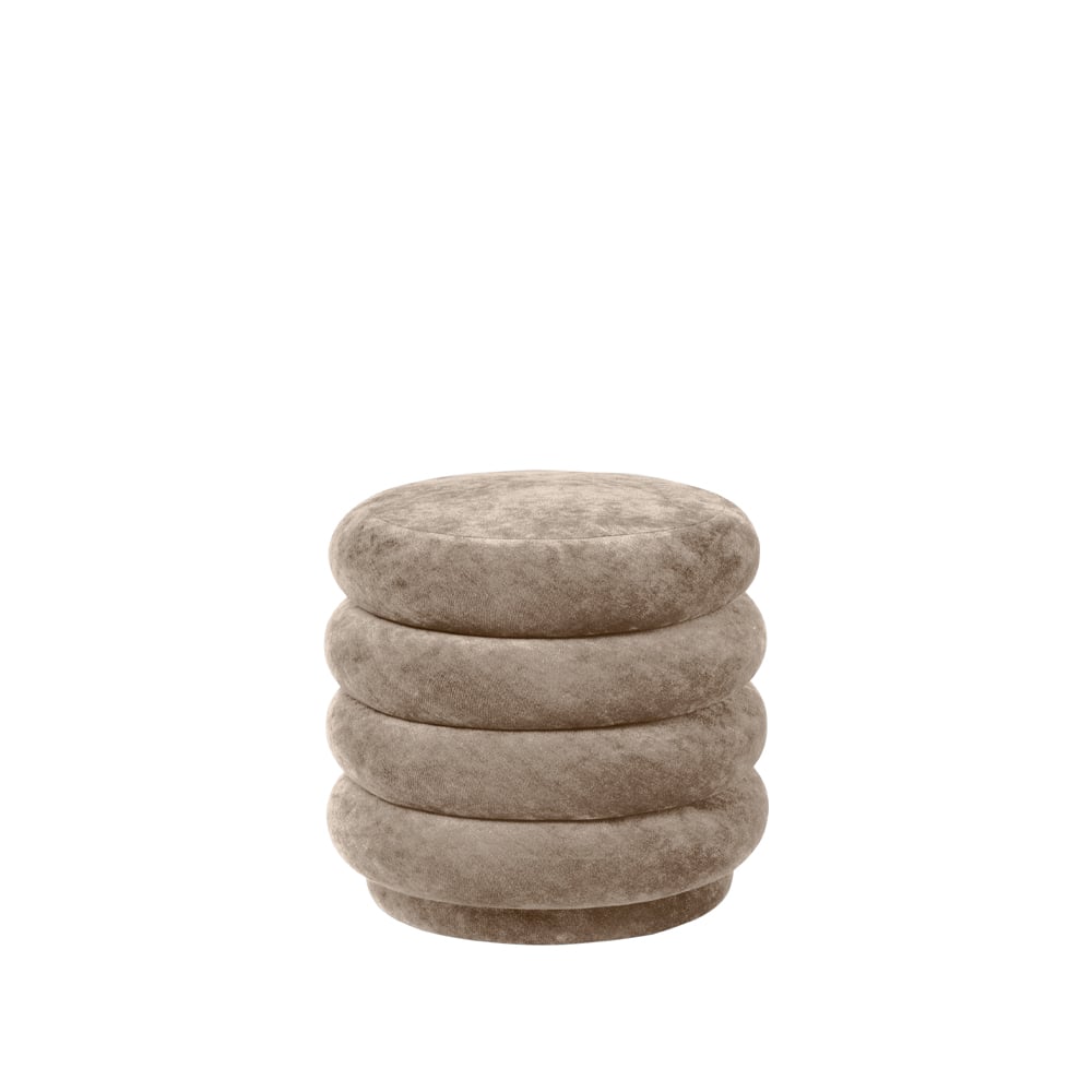 ferm LIVING Pouf Round pouf Fabric faded velvet 26 beige