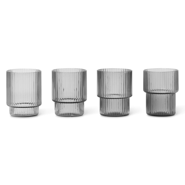 Ripple glass small 6 cl 4-pack - Smoked grey - Ferm LIVING