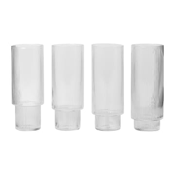 Ripple long drink glass 4-pack - clear - Ferm Living