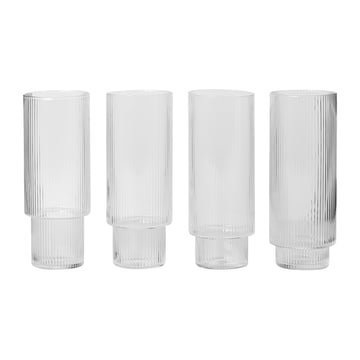 Ripple long drink glass 4-pack clear