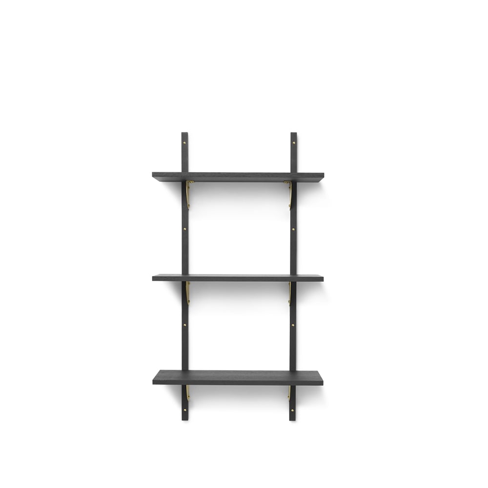 ferm LIVING Sector shelf triple narrow Ash dark stained, s/l, brass