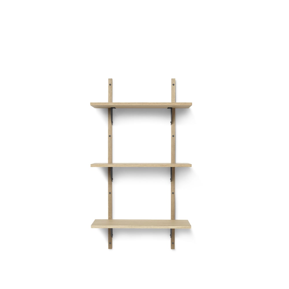 ferm LIVING Sector shelf triple narrow Natural oak, s/l, black brass