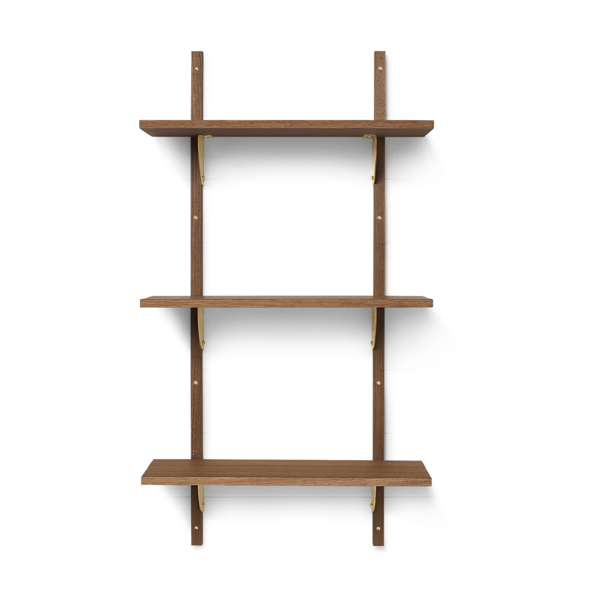 ferm LIVING Sector shelf triple narrow Smoked Oak, brass