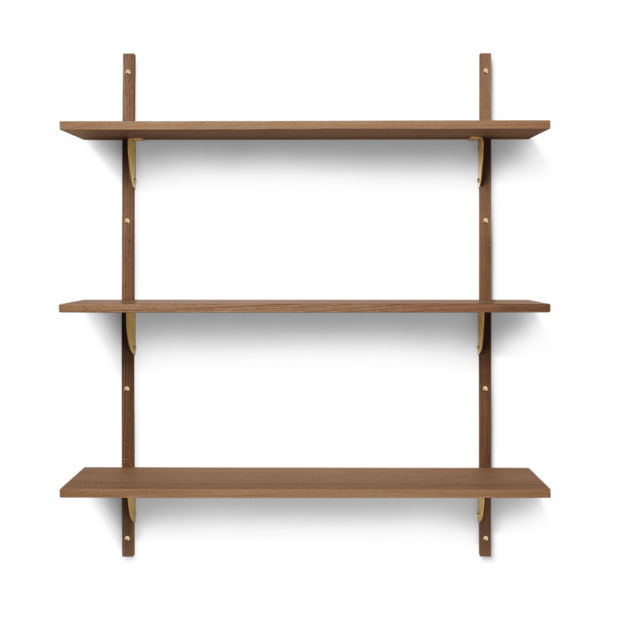 ferm LIVING Sector shelf triple wide Smoked Oak, brass