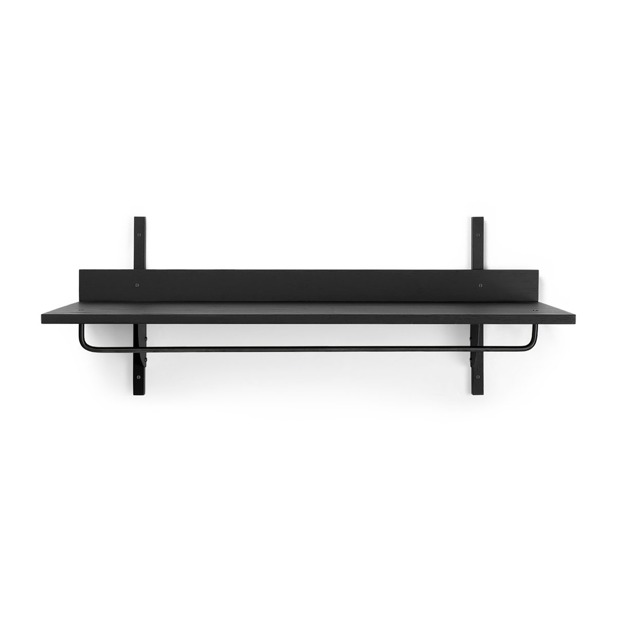 ferm LIVING Sector shelf with hanging rail 37x87 cm Black ash-black brass