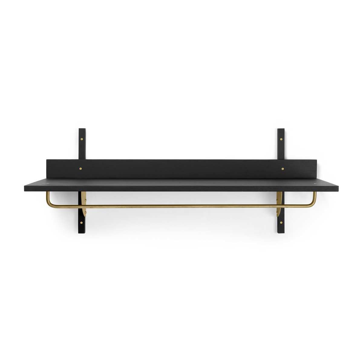 ferm LIVING Sector shelf with hanging rail 37x87 cm Black ash-brass