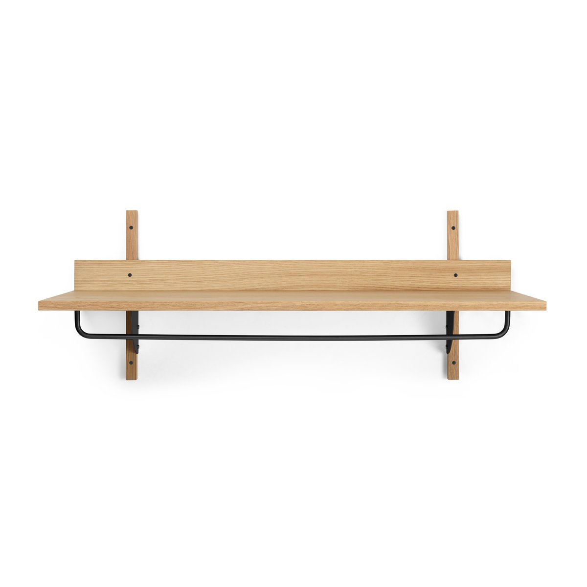 ferm LIVING Sector shelf with hanging rail 37x87 cm Oak-black brass