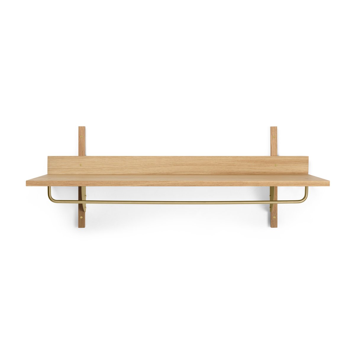 ferm LIVING Sector shelf with hanging rail 37x87 cm Oak-brass