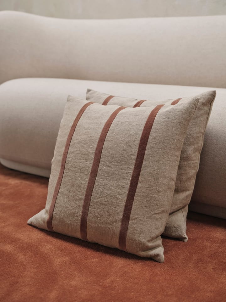 Senti Stripe cushion 50x50 cm - Linen-carob brown - ferm LIVING