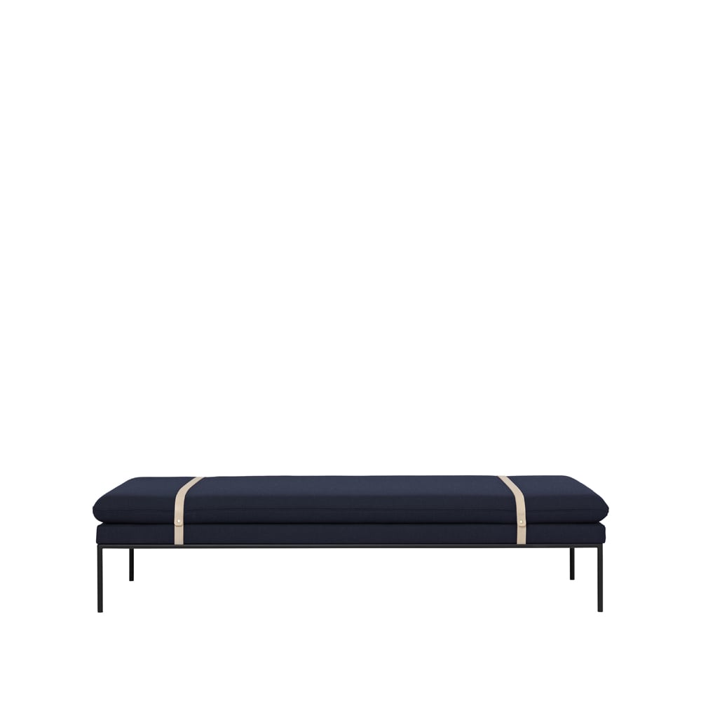 ferm LIVING Turn day bed Fabric fiord by kvadrat dark blue. black stand