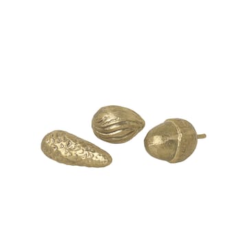 Winterland acorn/pine cone ornaments - brass - ferm LIVING