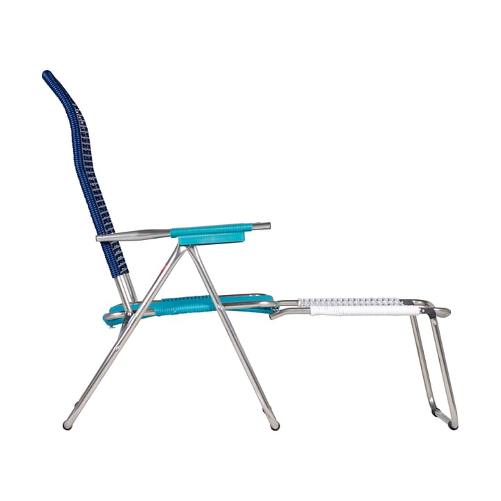 Spaghetti sun lounger with footrest, Multi-blue Fiam